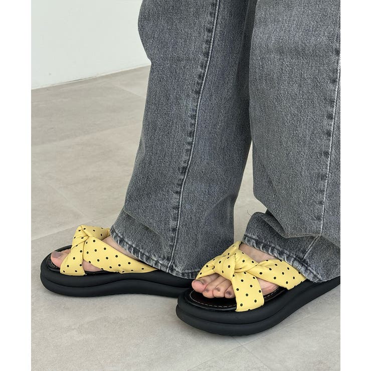 ドット柄クロスリボン厚底サンダル美脚脚長 | Miniministore | 詳細画像41 