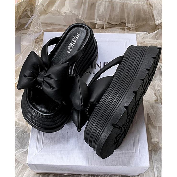 リボンサンダル厚底夏靴 ボリュームソール | Miniministore | 詳細画像16 