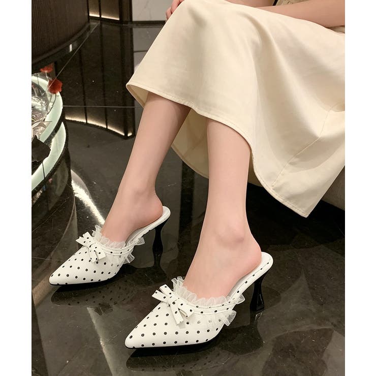 ドット柄ミュールパンプスポインテッドトゥ | Miniministore | 詳細画像5 
