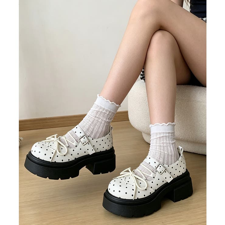 ドット柄厚底メリージェーンシューズ韓国風 | Miniministore | 詳細画像2 