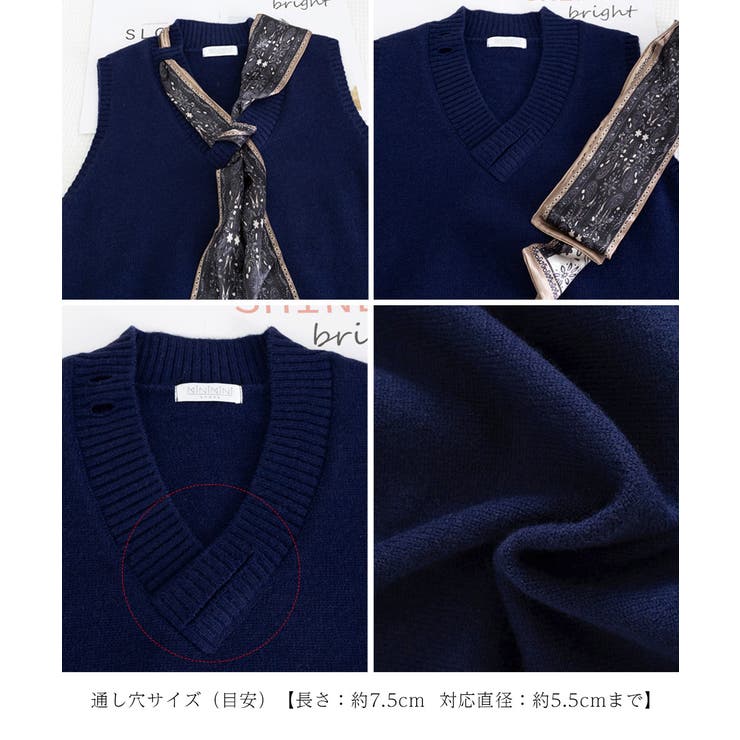Vネックニットベストスカーフ付き 韓国風 | Miniministore | 詳細画像26 