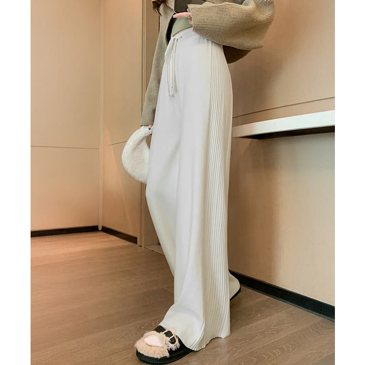 サイド縦ラインニットパンツ ワイドパンツ | Miniministore | 詳細画像16 