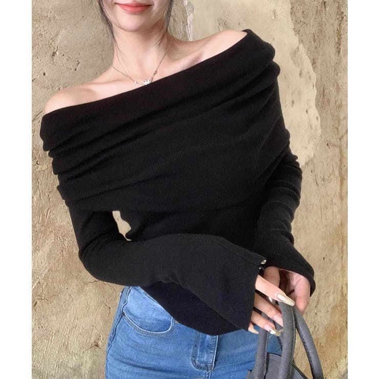 ワイドオフショルダーニットトップス肩出し | Miniministore | 詳細画像7 