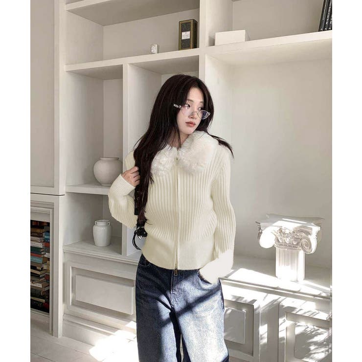 ファー襟ニットカーディガン ダブルジップ | Miniministore | 詳細画像14 