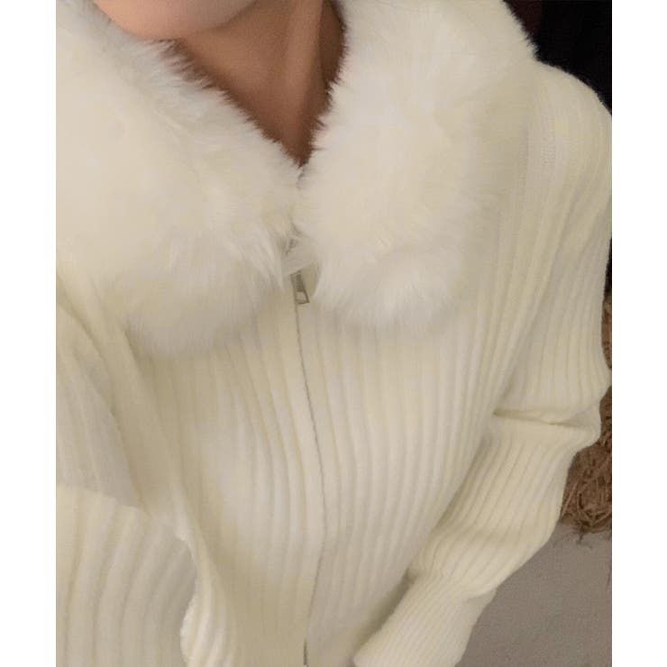 ファー襟ニットカーディガン ダブルジップ | Miniministore | 詳細画像16 