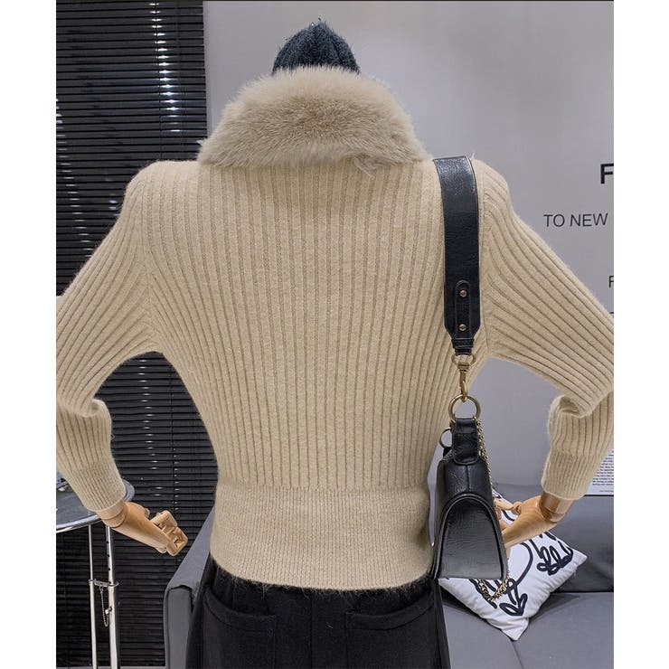 ファー襟ニットカーディガン ダブルジップ | Miniministore | 詳細画像18 