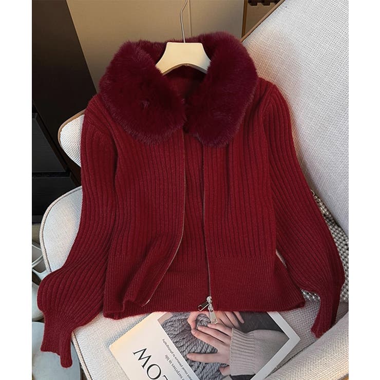 ファー襟ニットカーディガン ダブルジップ | Miniministore | 詳細画像23 