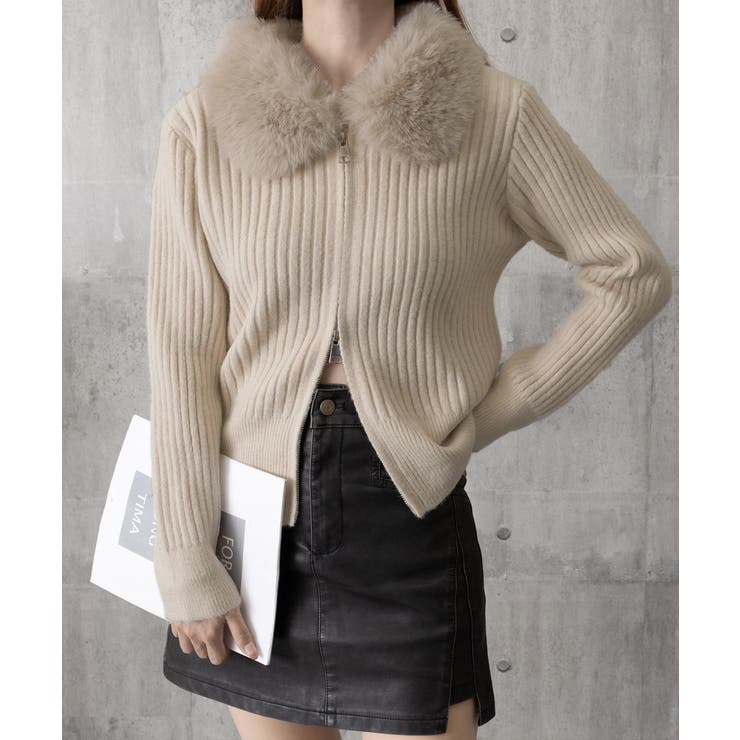 ファー襟ニットカーディガン ダブルジップ | Miniministore | 詳細画像24 