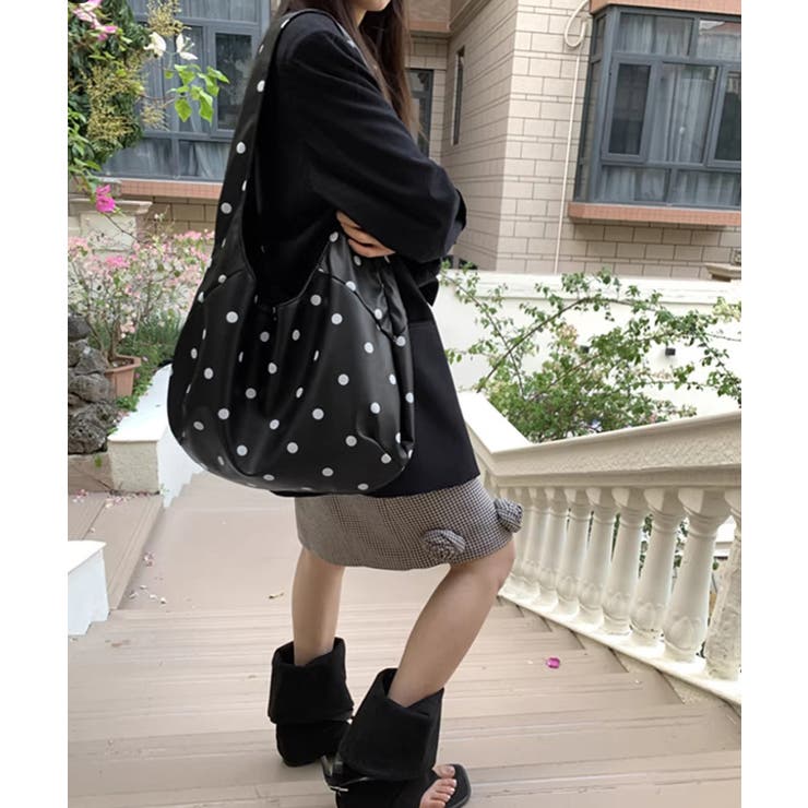 PUホーボーバッグ ドット柄肩掛けバッグ | Miniministore | 詳細画像10 