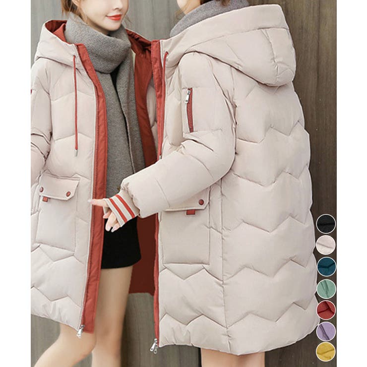 フード付きロングダウンコート中綿アウター | Miniministore | 詳細画像1 