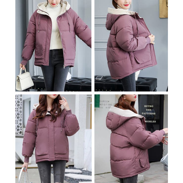 配色フード付き中綿ジャケットレディース冬 | Miniministore | 詳細画像17 