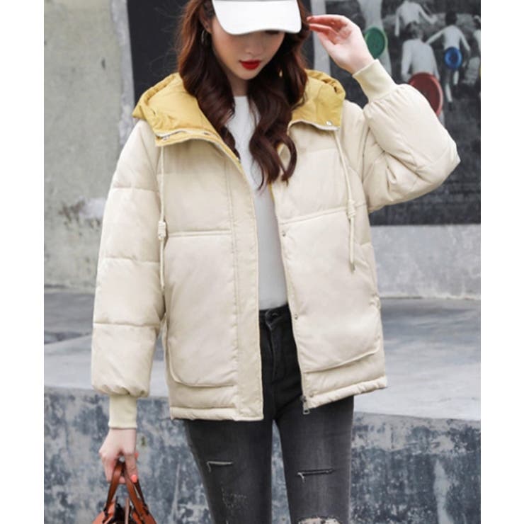 配色フード付き中綿ジャケットレディース冬 | Miniministore | 詳細画像2 