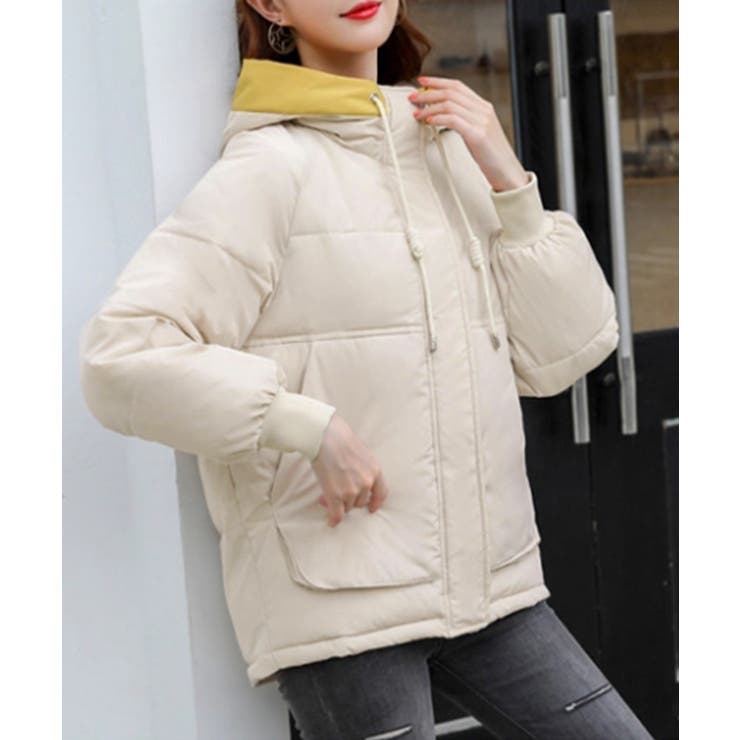 配色フード付き中綿ジャケットレディース冬 | Miniministore | 詳細画像3 