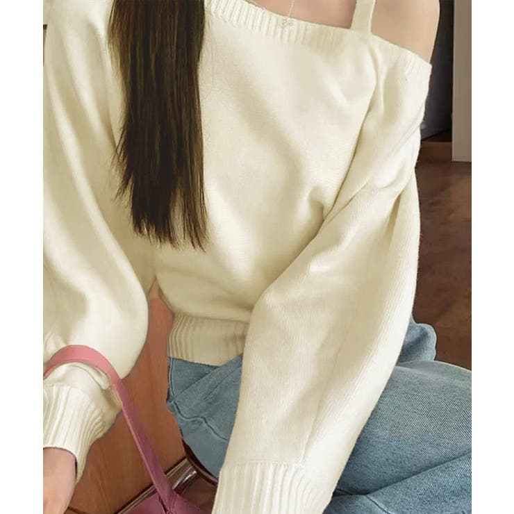 オフショルダーニットトップス肩見せ秋冬服 | Miniministore | 詳細画像13 