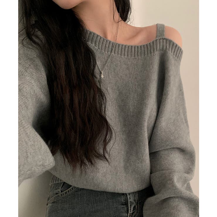 オフショルダーニットトップス肩見せ秋冬服 | Miniministore | 詳細画像18 