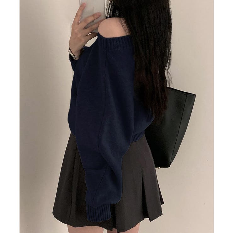 オフショルダーニットトップス肩見せ秋冬服 | Miniministore | 詳細画像25 