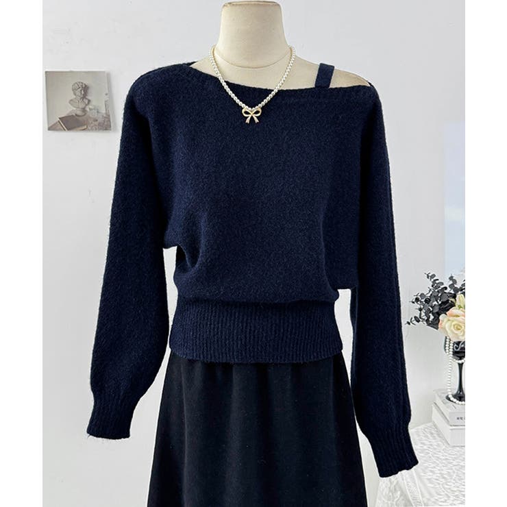 オフショルダーニットトップス肩見せ秋冬服 | Miniministore | 詳細画像26 
