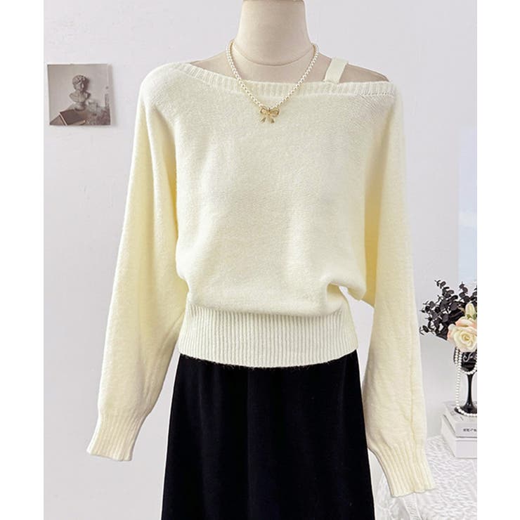 オフショルダーニットトップス肩見せ秋冬服 | Miniministore | 詳細画像27 