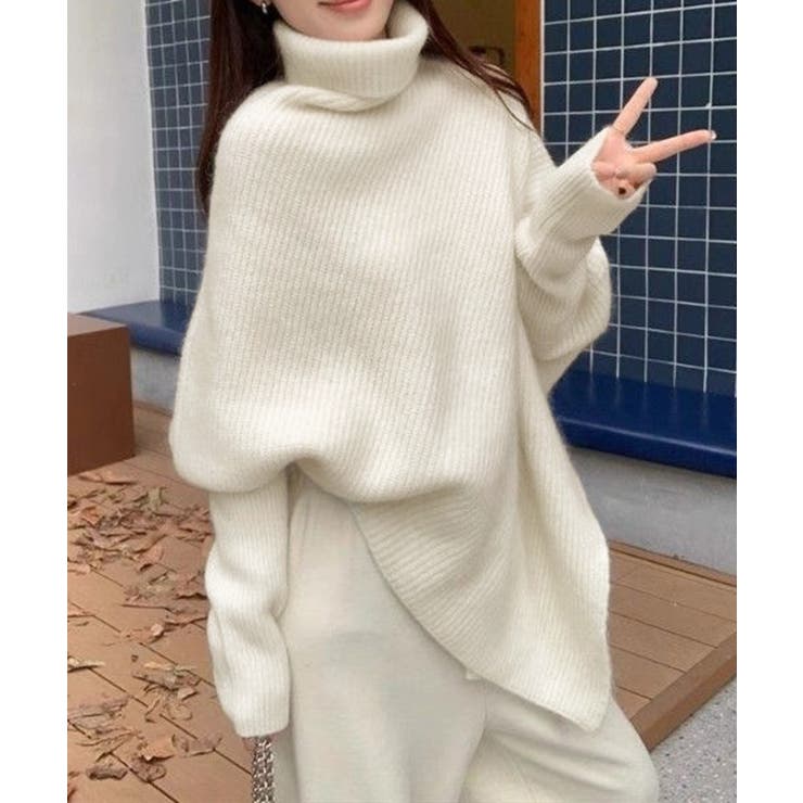 ハイネックニットセーター 不規則デザイン | Miniministore | 詳細画像8 