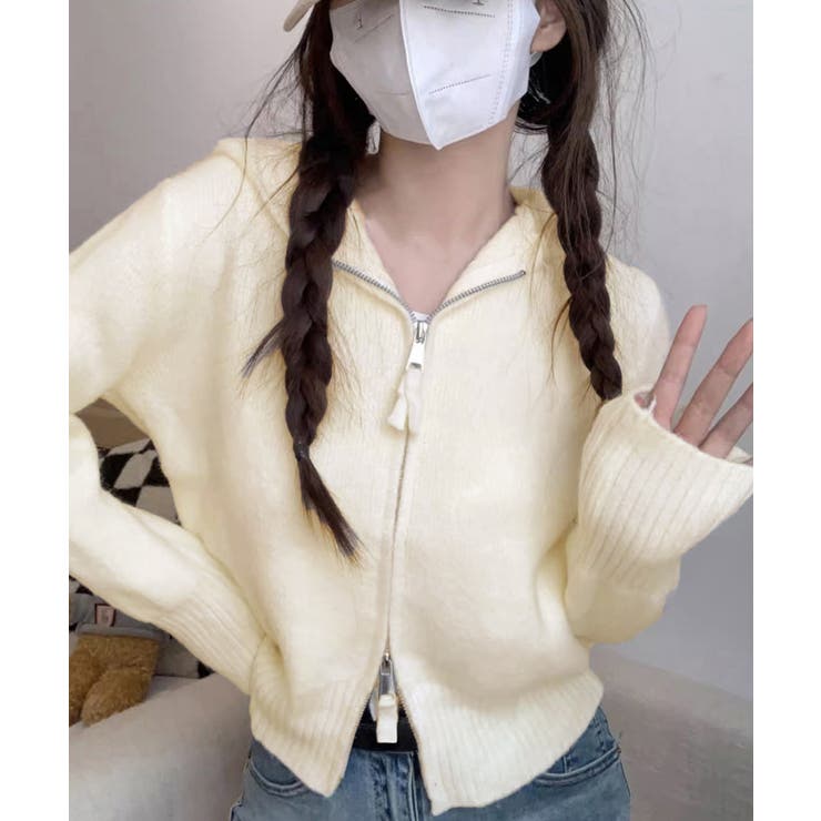 ダブルジップリブニットカーディガン韓国風 | Miniministore | 詳細画像11 