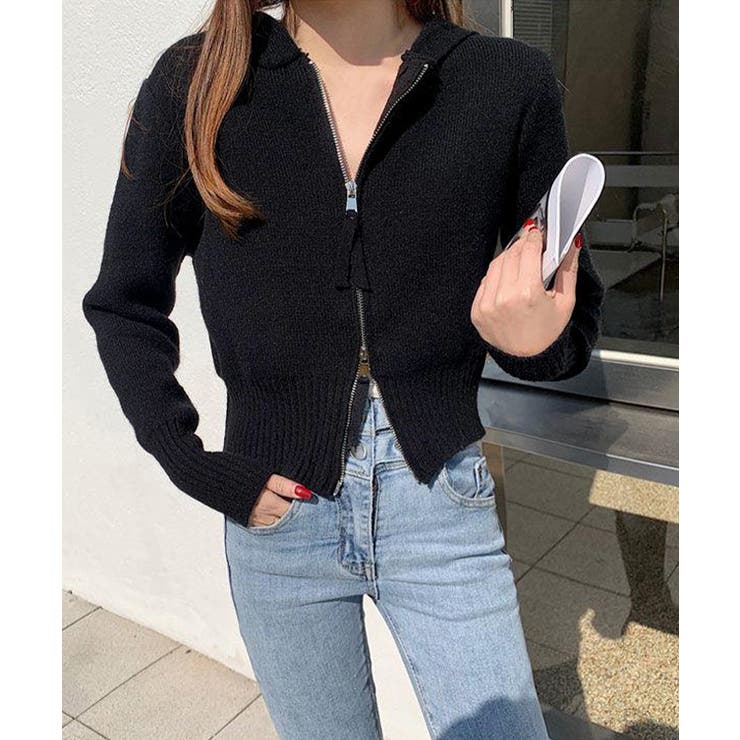 ダブルジップリブニットカーディガン韓国風 | Miniministore | 詳細画像5 
