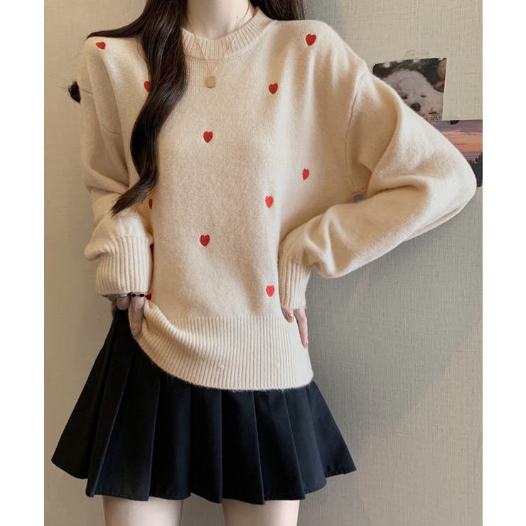 クルーネックハート柄ニットセーター韓国風 | Miniministore | 詳細画像11 