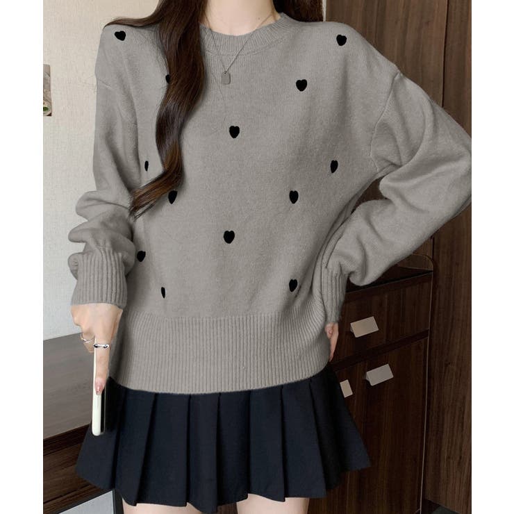 クルーネックハート柄ニットセーター韓国風 | Miniministore | 詳細画像5 