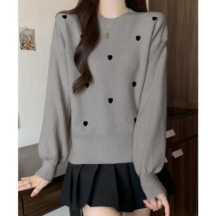 クルーネックハート柄ニットセーター韓国風 | Miniministore | 詳細画像6 