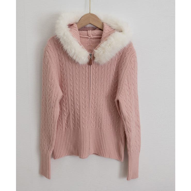 フード付きケーブル編みニットカーディガン | Miniministore | 詳細画像25 
