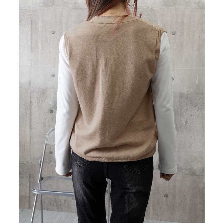 Vネックニットベストレディースニットジレ | Miniministore | 詳細画像16 