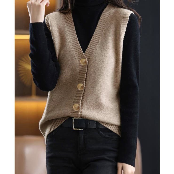 Vネックニットベストレディースニットジレ | Miniministore | 詳細画像2 