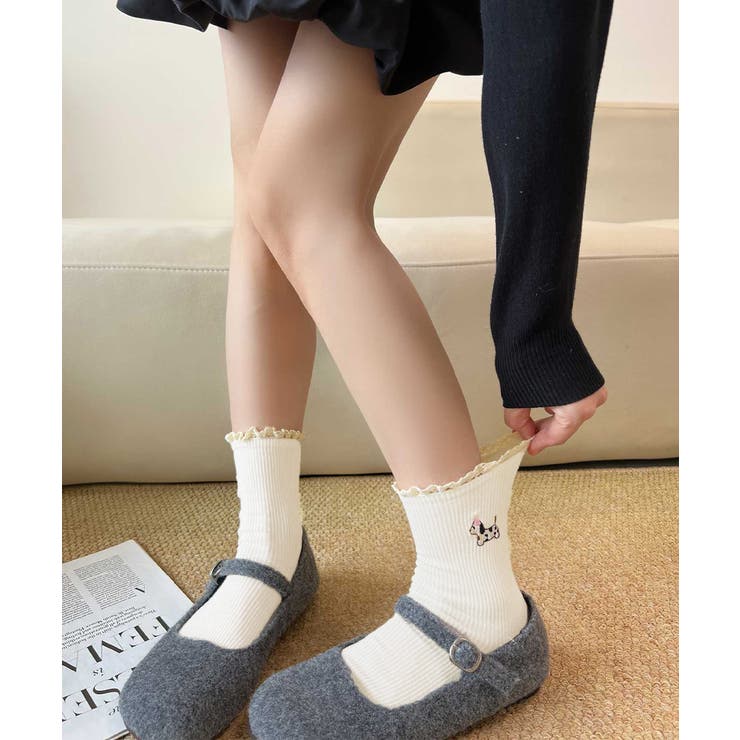 フリルソックス 犬柄 コットン靴下可愛い | Miniministore | 詳細画像4 