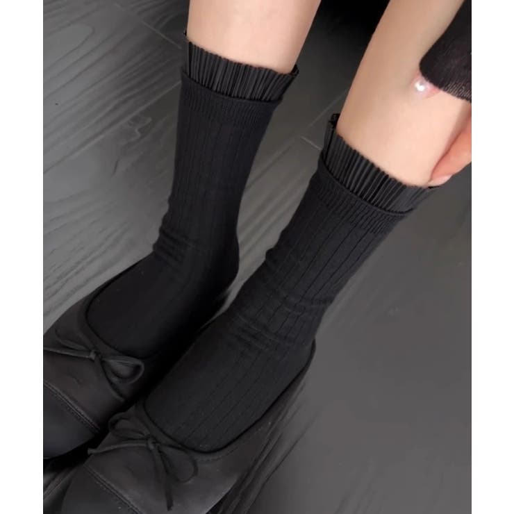 プリーツフリルソックス ミドル丈無地靴下 | Miniministore | 詳細画像15 