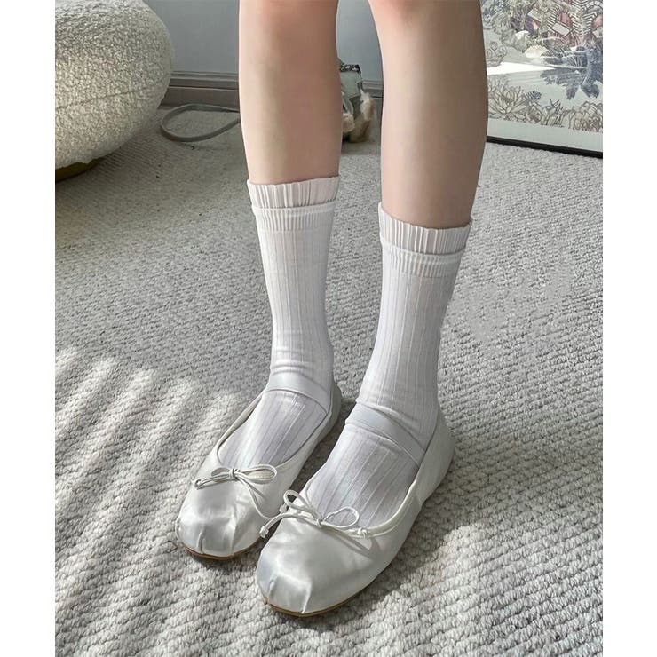 プリーツフリルソックス ミドル丈無地靴下 | Miniministore | 詳細画像6 