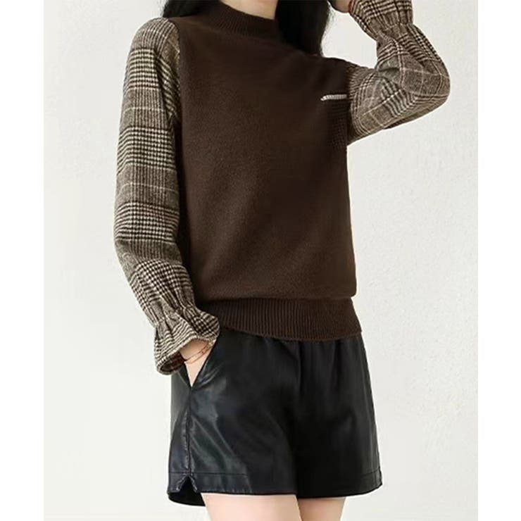 チェック柄ドッキングニットレディース秋服 | Miniministore | 詳細画像10 