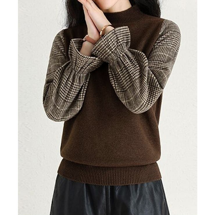 チェック柄ドッキングニットレディース秋服 | Miniministore | 詳細画像11 