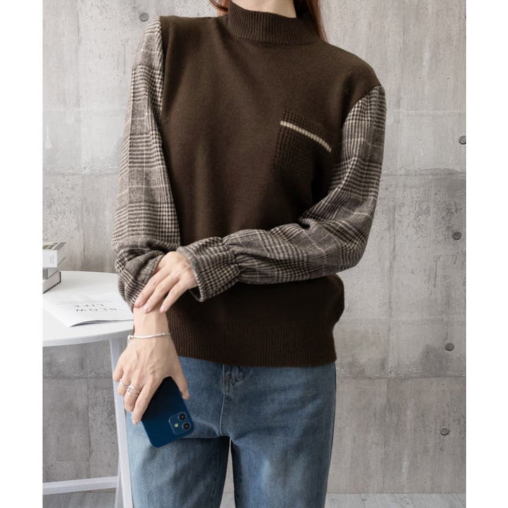 チェック柄ドッキングニットレディース秋服 | Miniministore | 詳細画像16 