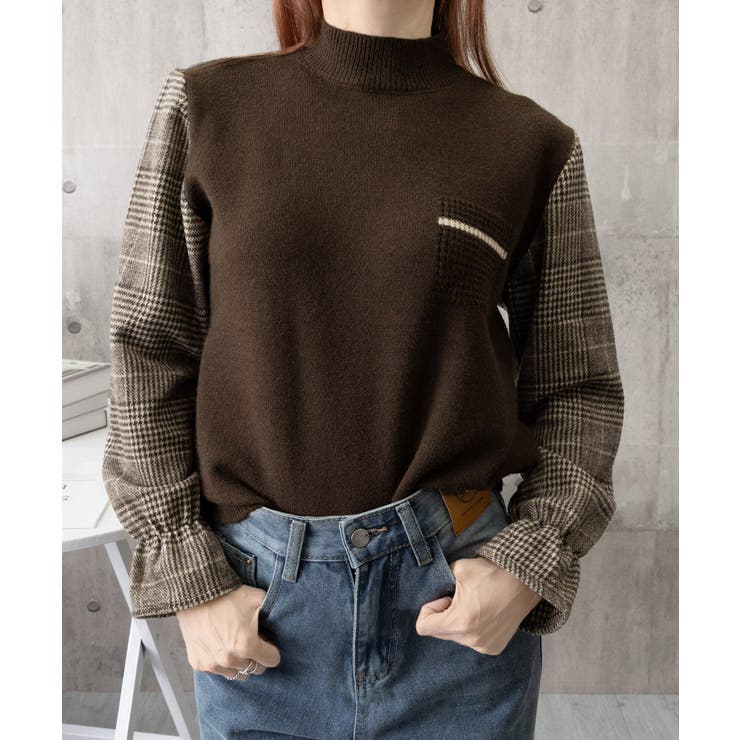 チェック柄ドッキングニットレディース秋服 | Miniministore | 詳細画像17 