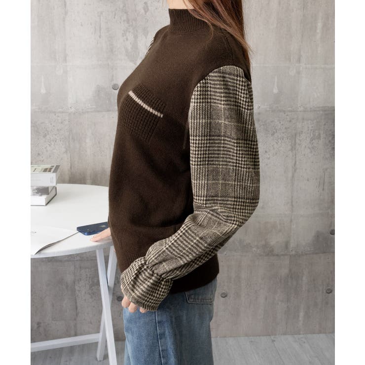 チェック柄ドッキングニットレディース秋服 | Miniministore | 詳細画像18 