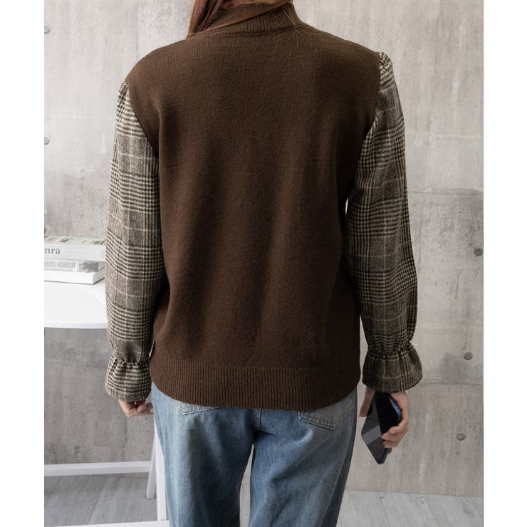 チェック柄ドッキングニットレディース秋服 | Miniministore | 詳細画像19 