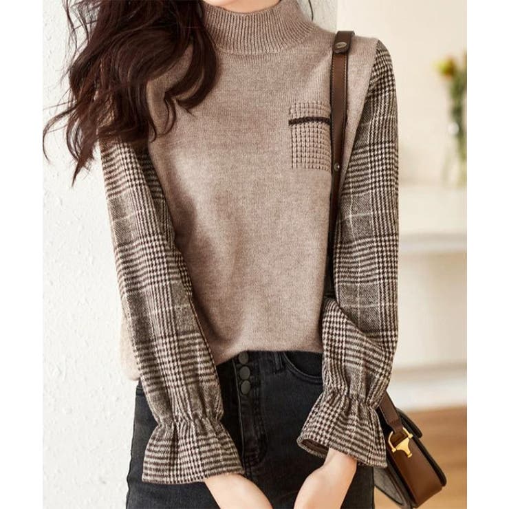 チェック柄ドッキングニットレディース秋服 | Miniministore | 詳細画像2 