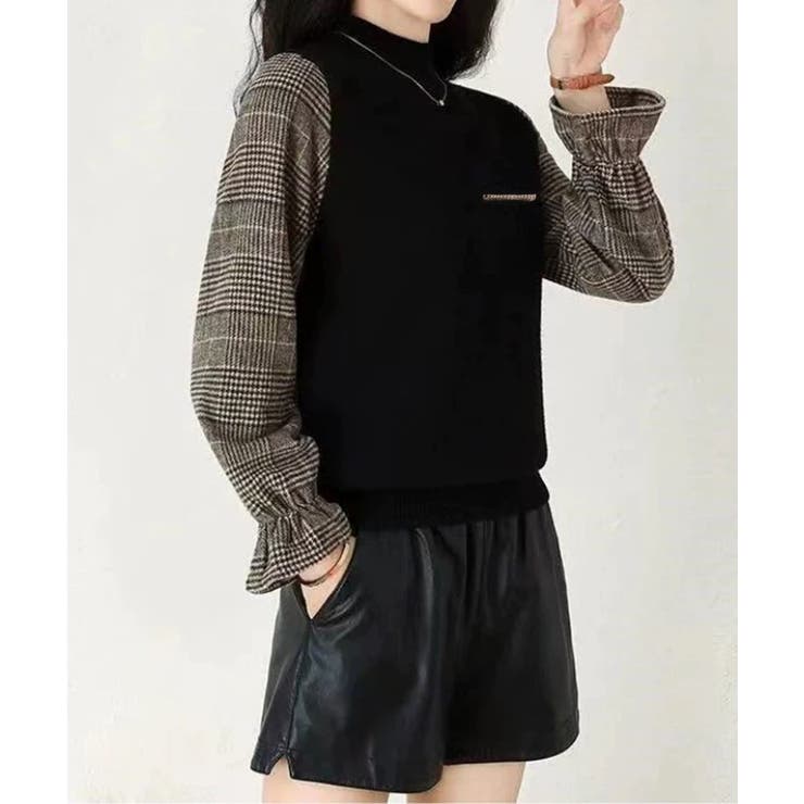 チェック柄ドッキングニットレディース秋服 | Miniministore | 詳細画像8 