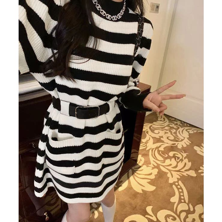 ベルト付きニットワンピースウエストマーク | Miniministore | 詳細画像15 