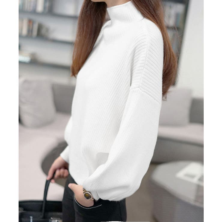 韓国風リブニットトップスハイネックニット | Miniministore | 詳細画像10 