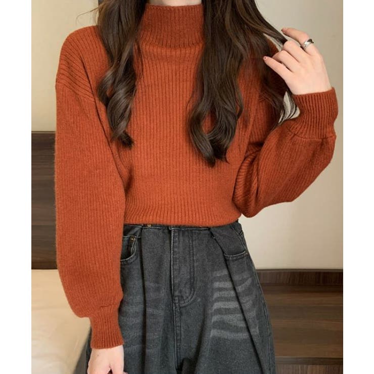 韓国風リブニットトップスハイネックニット | Miniministore | 詳細画像18 