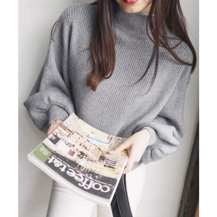 韓国風リブニットトップスハイネックニット | Miniministore | 詳細画像2 