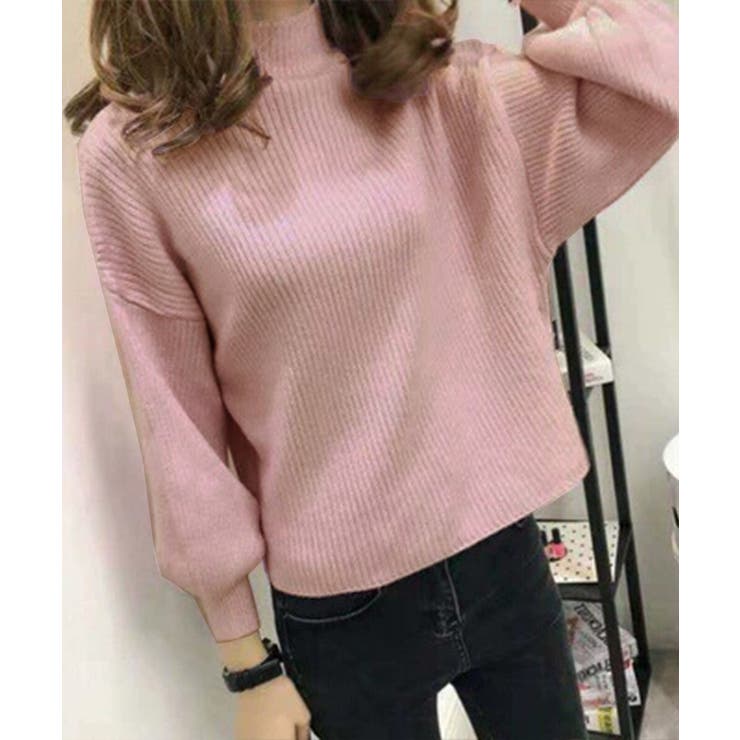 韓国風リブニットトップスハイネックニット | Miniministore | 詳細画像23 