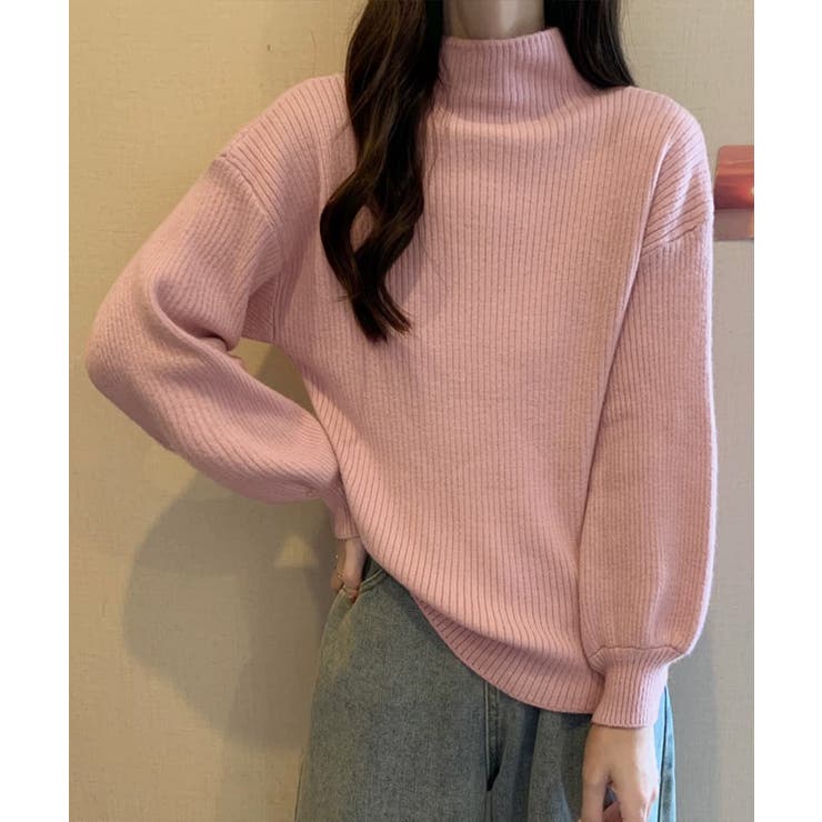 韓国風リブニットトップスハイネックニット | Miniministore | 詳細画像24 