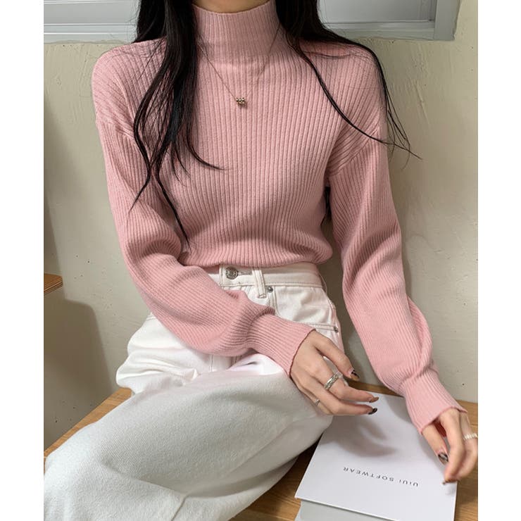 韓国風リブニットトップスハイネックニット | Miniministore | 詳細画像25 