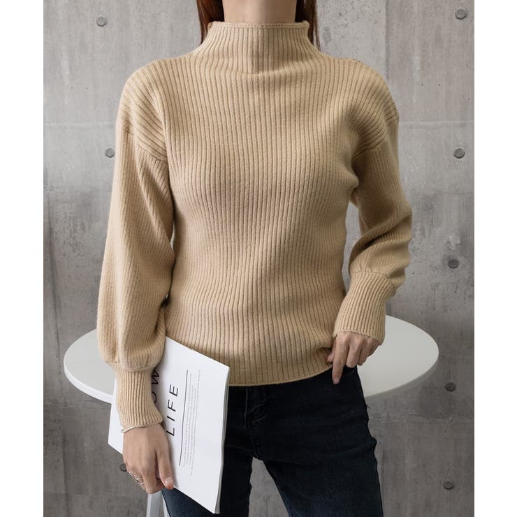 韓国風リブニットトップスハイネックニット | Miniministore | 詳細画像26 